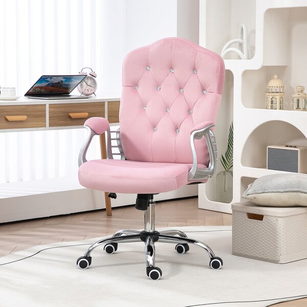 Vinsetto Home Office Chair, Computer Office Chair with 360 Degree Swivel Wheels, Adjustable Height, Tilt Function, Pink Aosom UK
