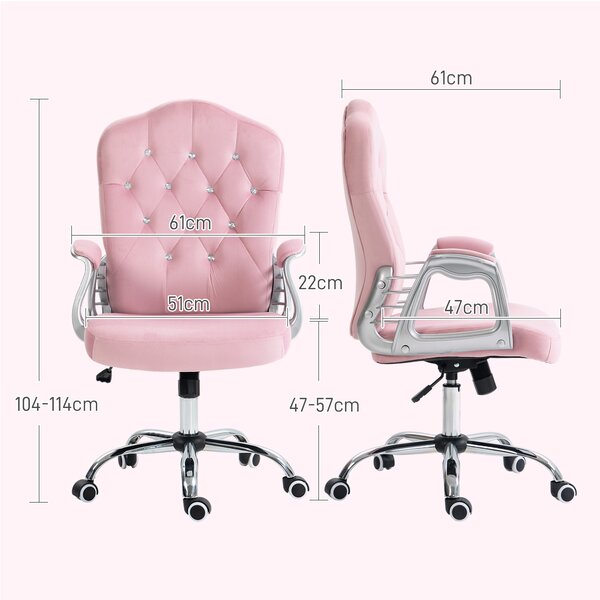 Vinsetto Home Office Chair, Computer Office Chair with 360 Degree Swivel Wheels, Adjustable Height, Tilt Function, Pink Aosom UK