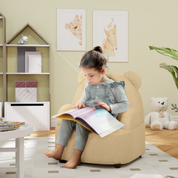 AIYAPLAY Kids Sofa Kids Armchair, Bear Shaped Toddler Chair for Bedroom Playroom Living Room, Aged 18 Months to 3 Years, Khaki Aosom UK