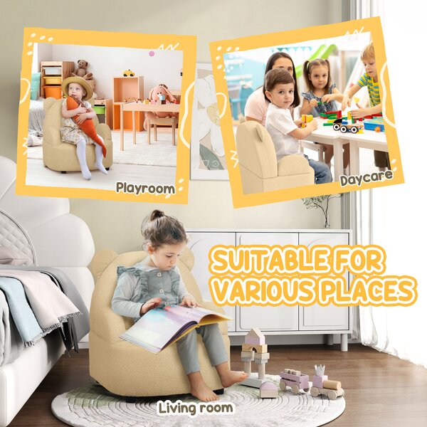 AIYAPLAY Kids Sofa Kids Armchair, Bear Shaped Toddler Chair for Bedroom Playroom Living Room, Aged 18 Months to 3 Years, Khaki Aosom UK