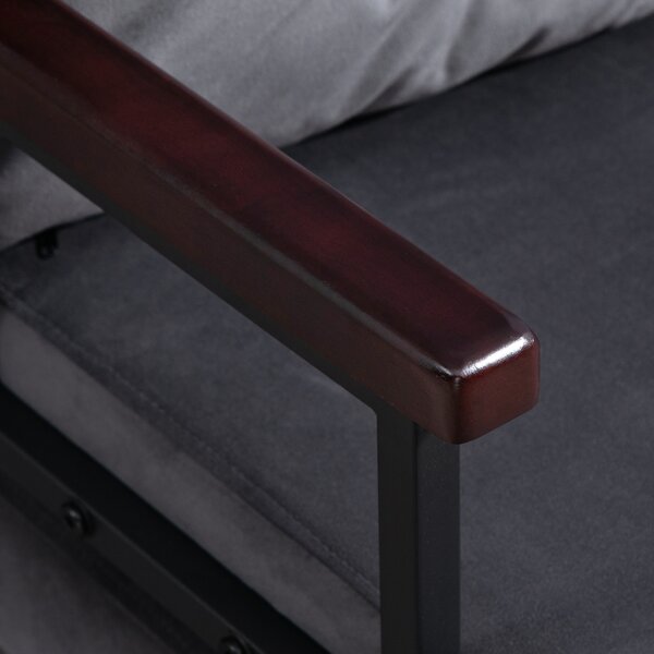 HOMCOM 4-in-1 Velvet-Feel Single Chair Bed, with Pillow - Charcoal Grey Aosom UK