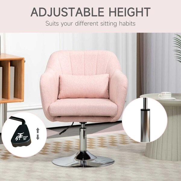 HOMCOM Arm Chairs Accent Chair for Living Room, Contemporary Vanity Armchair with Adjustable Height Thick Cushion, Cat Scratch Anti, Pink Aosom UK