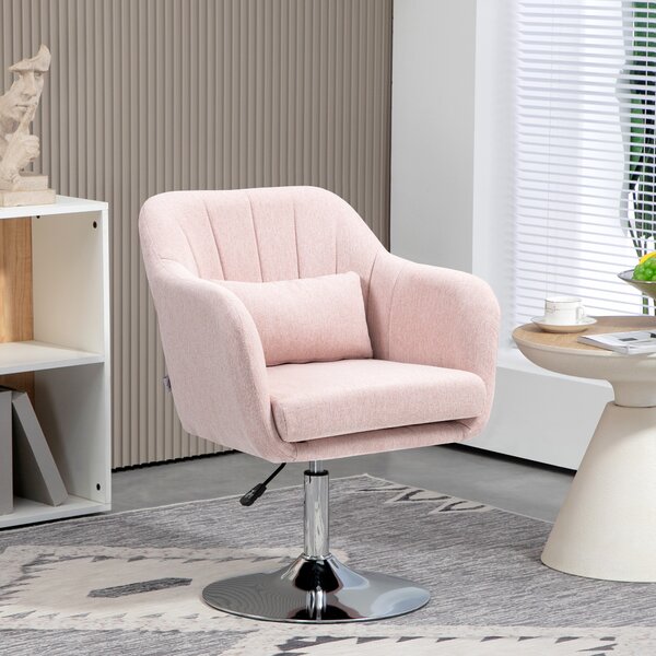 HOMCOM Arm Chairs Accent Chair for Living Room, Contemporary Vanity Armchair with Adjustable Height Thick Cushion, Cat Scratch Anti, Pink Aosom UK