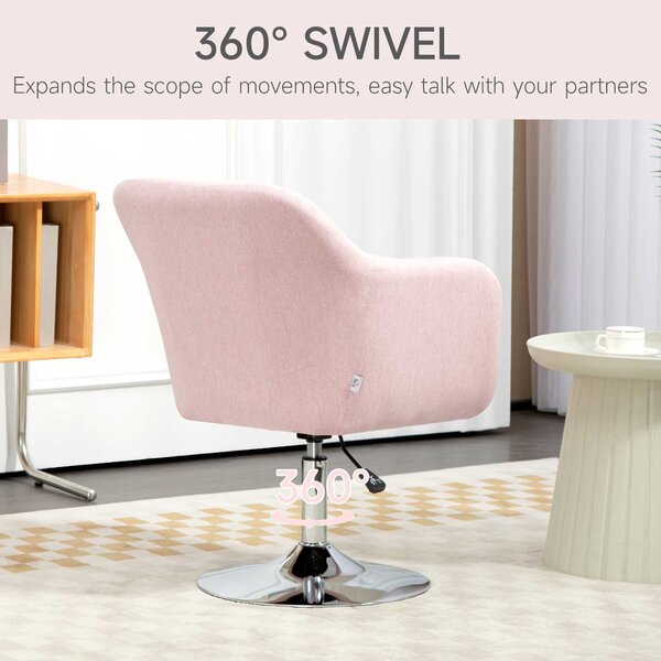 HOMCOM Arm Chairs Accent Chair for Living Room, Contemporary Vanity Armchair with Adjustable Height Thick Cushion, Cat Scratch Anti, Pink Aosom UK