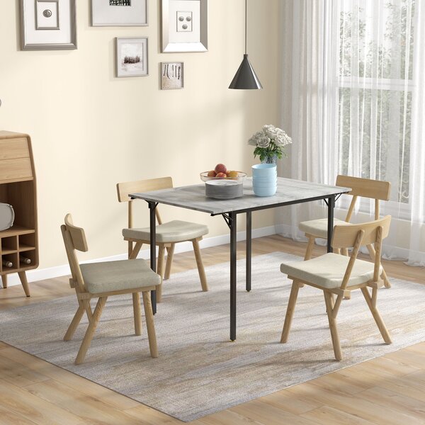 HOMCOM Folding Kitchen Table for 2-4 People, Drop Leaf Dining Table, Space-Saving Design for Small Homes, Grey Aosom UK
