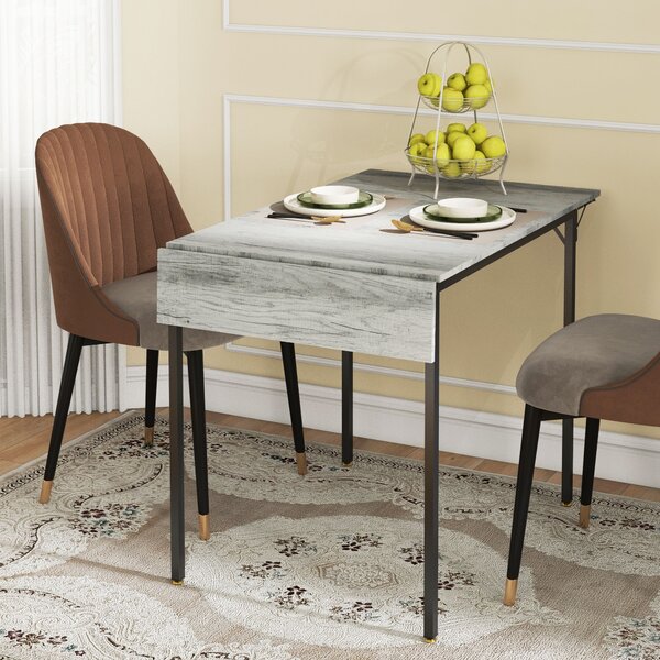 HOMCOM Folding Kitchen Table for 2-4 People, Drop Leaf Dining Table, Space-Saving Design for Small Homes, Grey Aosom UK