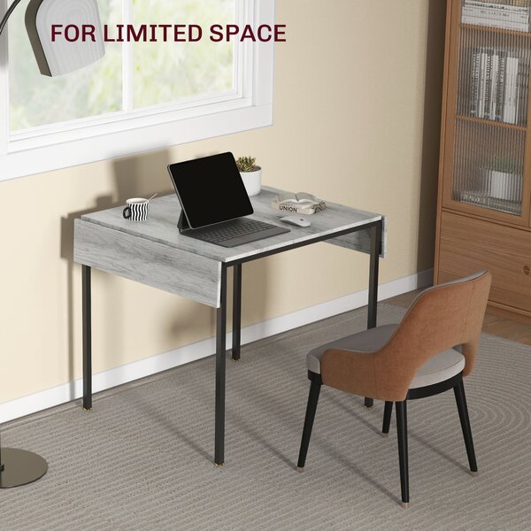 HOMCOM Folding Kitchen Table for 2-4 People, Drop Leaf Dining Table, Space-Saving Design for Small Homes, Grey Aosom UK