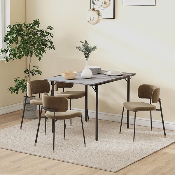 HOMCOM Folding Kitchen Table for 2-4 People, Drop Leaf Dining Table, Space-Saving Design for Small Homes, Grey Aosom UK