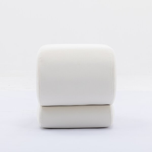S-Shape Pouffe Footstool with No Assembly Required, Easy maintenance, Vanity Wavy Stool for Bedroom, Living Room, 50×46×46 cm, Ivory Aosom UK