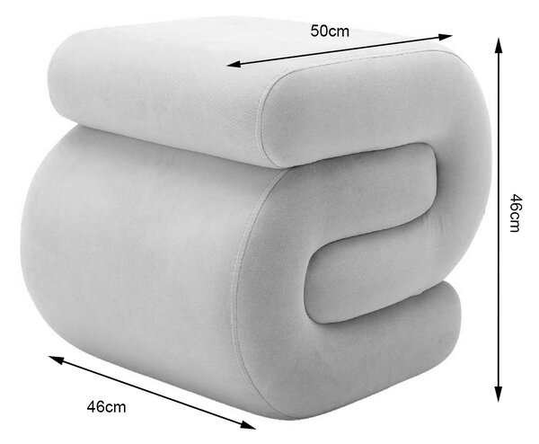 Velvet Ottoman Storage Pouffe Under Desk, S-Shape Wavy Foot Stool, Upholstered Extra Seating, No Assembly Required, 50×46×46 cm, Pink Aosom UK