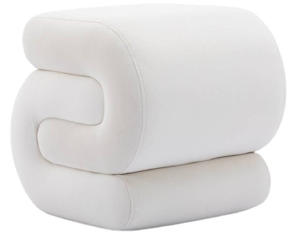 S-Shape Pouffe Footstool with No Assembly Required, Easy maintenance, Vanity Wavy Stool for Bedroom, Living Room, 50×46×46 cm, Ivory Aosom UK