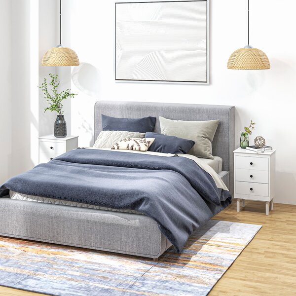HOMCOM Bedside Table Set of 2, Modern Sofa Side Table with 3 Drawers, Nightstand for Bedroom, 40x30x64cm, White Aosom UK