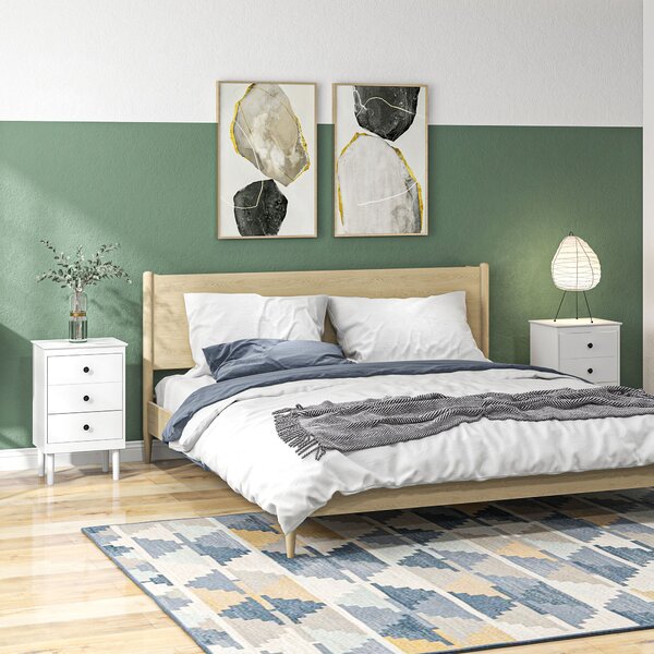 HOMCOM Bedside Table Set of 2, Modern Sofa Side Table with 3 Drawers, Nightstand for Bedroom, 40x30x64cm, White Aosom UK
