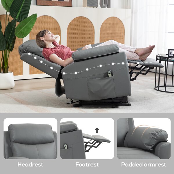 HOMCOM Riser Recliner Chairs Power Recliner Chair for the Elderly, Lift Chair with Remote Control, Side Pockets, Charcoal Grey Aosom UK