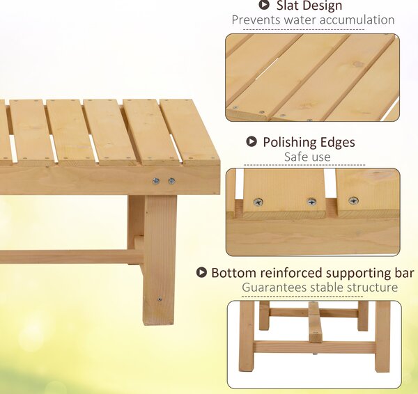 Outsunny 2-seater Outdoor Indoor Garden Wooden Bench Patio Loveseat Fir 110L x 38W cm (3pc)