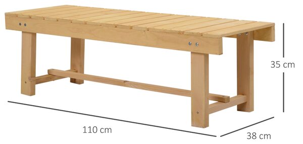 Outsunny 2-seater Outdoor Indoor Garden Wooden Bench Patio Loveseat Fir 110L x 38W cm (3pc)