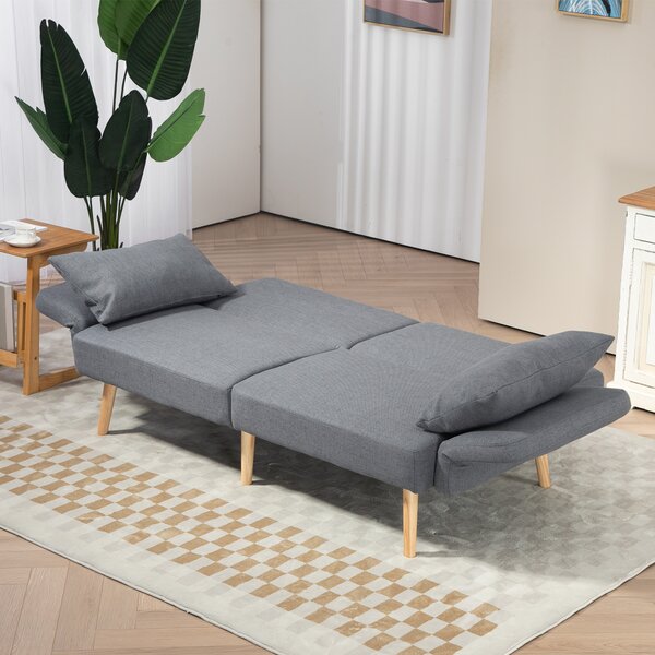 HOMCOM 3/2 Seater Sofa Bed, Convertible Bed Settee, Modern Fabric Loveseat Sofa Couch with 2 Cushions for Living Room, Guest Room, Cat Scratch Anti, Grey