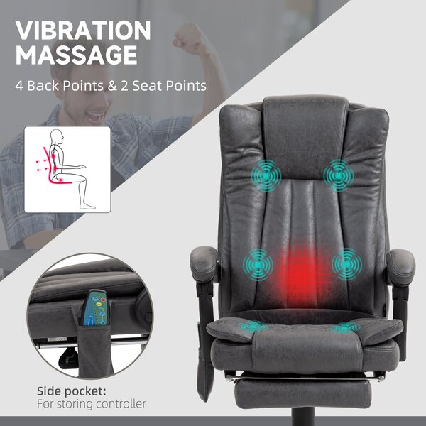 Vinsetto Heated Office Chair, 6-Zone Massage Home Relaxation Chair with Ergonomic Footrest & Recline, Cat Scratch Resistant, Dark Grey Aosom UK