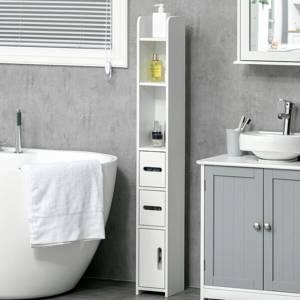 Kleankin Modern Bathroom Storage Cabinet, Freestanding Tall Bathroom Cabinet with Open Shelves, for Bedroom Hallway, White Aosom UK