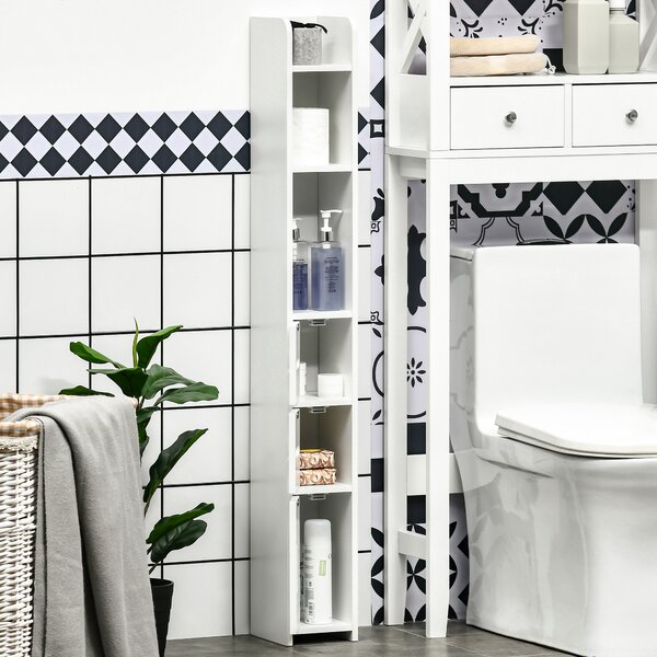 Kleankin Modern Bathroom Storage Cabinet, Freestanding Tall Bathroom Cabinet with Open Shelves, for Bedroom Hallway, White Aosom UK