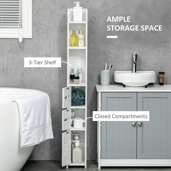 Kleankin Modern Bathroom Storage Cabinet, Freestanding Tall Bathroom Cabinet with Open Shelves, for Bedroom Hallway, White Aosom UK