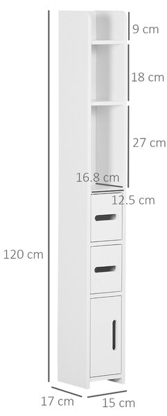 Kleankin Modern Bathroom Storage Cabinet, Freestanding Tall Bathroom Cabinet with Open Shelves, for Bedroom Hallway, White Aosom UK