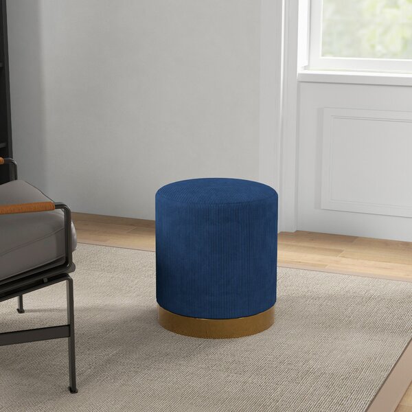 HOMCOM Soft Padded Corduroy Footstool - Dark Blue Aosom UK
