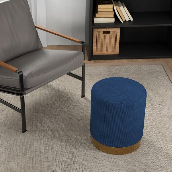 HOMCOM Soft Padded Corduroy Footstool - Dark Blue Aosom UK