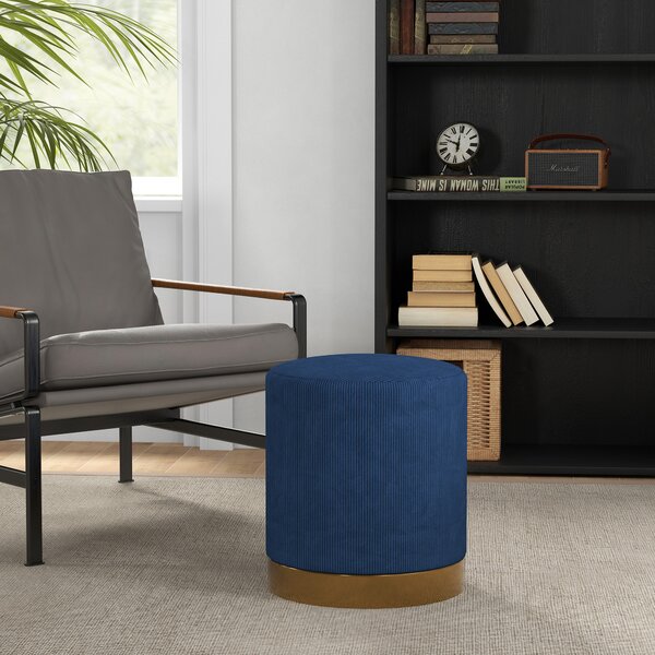 HOMCOM Soft Padded Corduroy Footstool - Dark Blue Aosom UK
