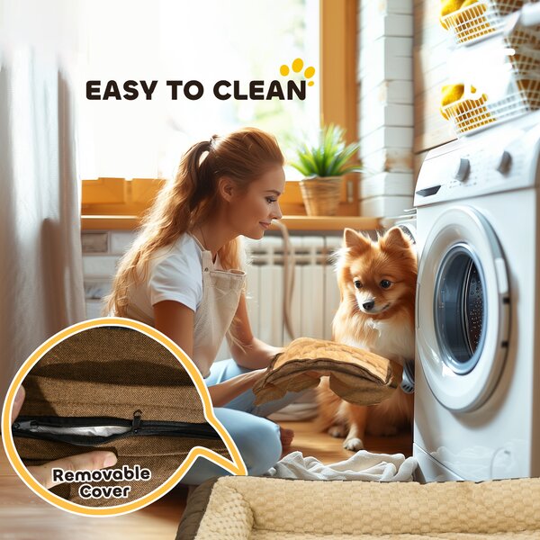 PawHut Calming Dog Bed Pet Mattress w/ Removable Cover, Anti-Slip Bottom, for Large Dogs, 120L x 80W x 22Hcm - Brown Aosom UK