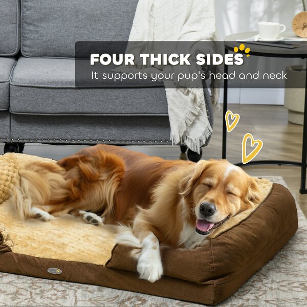 PawHut Calming Dog Bed Pet Mattress w/ Removable Cover, Anti-Slip Bottom, for Large Dogs, 120L x 80W x 22Hcm - Brown Aosom UK