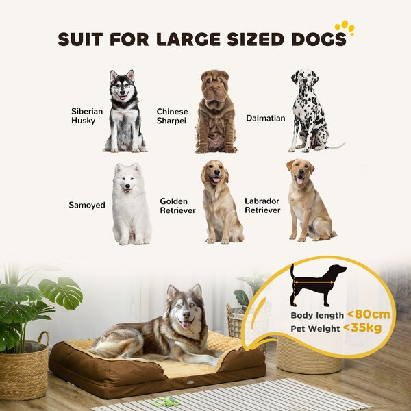 PawHut Calming Dog Bed Pet Mattress w/ Removable Cover, Anti-Slip Bottom, for Large Dogs, 120L x 80W x 22Hcm - Brown Aosom UK