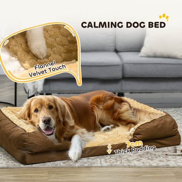 PawHut Calming Dog Bed Pet Mattress w/ Removable Cover, Anti-Slip Bottom, for Large Dogs, 120L x 80W x 22Hcm - Brown Aosom UK