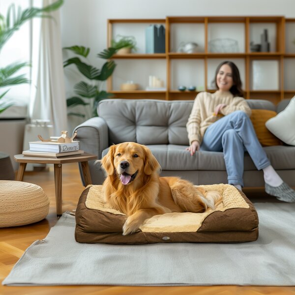 PawHut Calming Dog Bed Pet Mattress w/ Removable Cover, Anti-Slip Bottom, for Large Dogs, 120L x 80W x 22Hcm - Brown Aosom UK