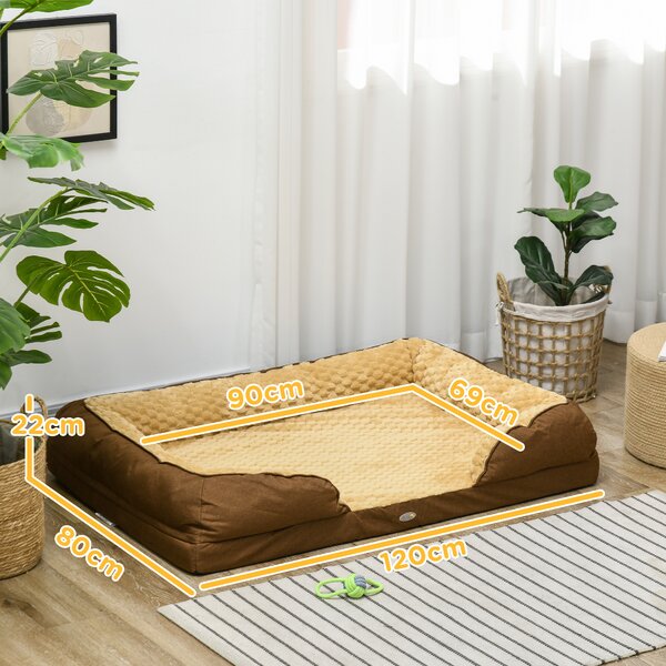 PawHut Calming Dog Bed Pet Mattress w/ Removable Cover, Anti-Slip Bottom, for Large Dogs, 120L x 80W x 22Hcm - Brown Aosom UK