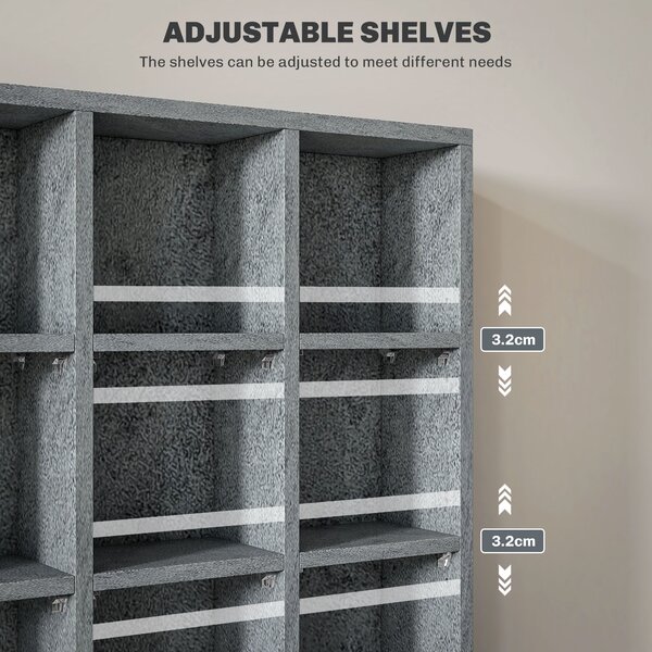 HOMCOM CD Display Shelf with Adjustable Shelves, Multi-functional Media Organizers, Suitable for Storing CDs, DVDs, Blu-rays, 89 x 130.5 cm, Cement Grey Aosom UK