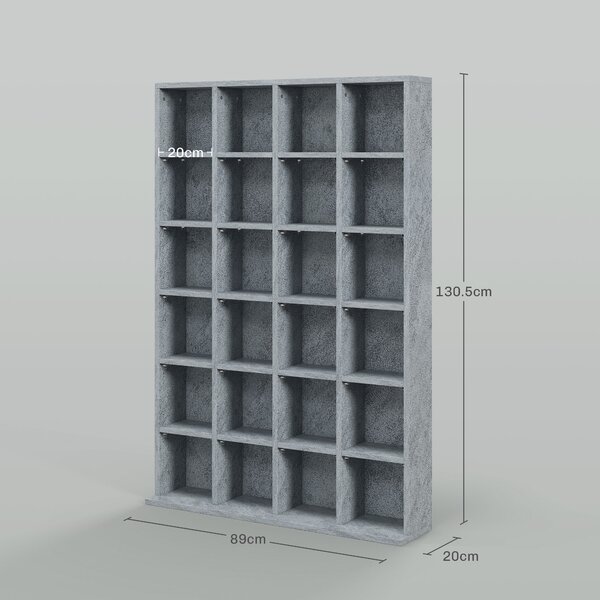 HOMCOM CD Display Shelf with Adjustable Shelves, Multi-functional Media Organizers, Suitable for Storing CDs, DVDs, Blu-rays, 89 x 130.5 cm, Cement Grey Aosom UK