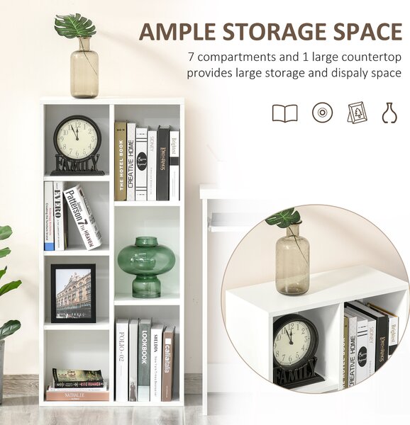 HOMCOM Seven-Cube Bookcase - White Wood Effect Aosom UK