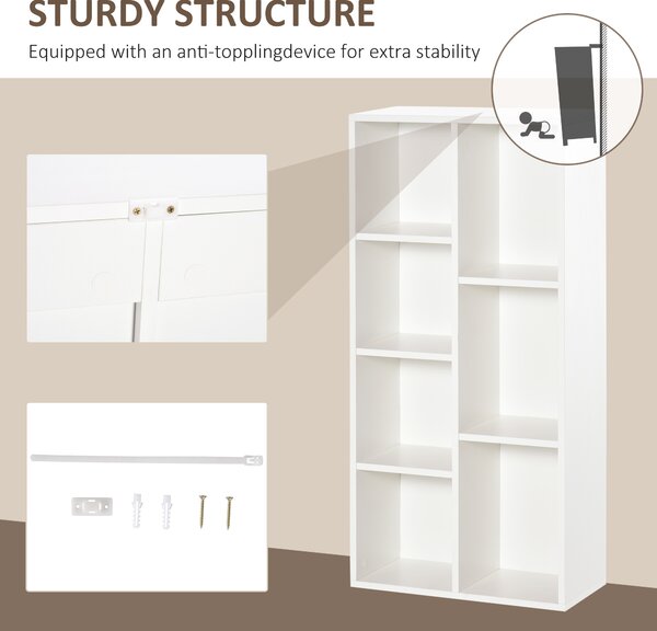 HOMCOM Seven-Cube Bookcase - White Wood Effect Aosom UK