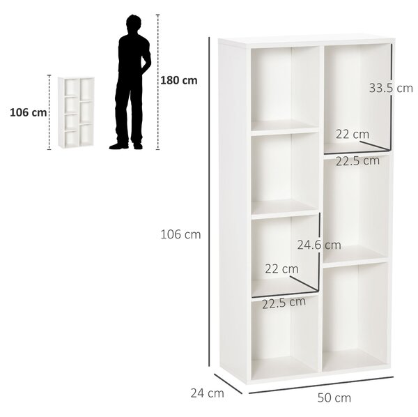 HOMCOM Seven-Cube Bookcase - White Wood Effect Aosom UK