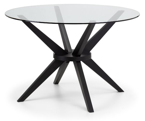 Hayden 4 Seater Round Dining Table, Clear Glass