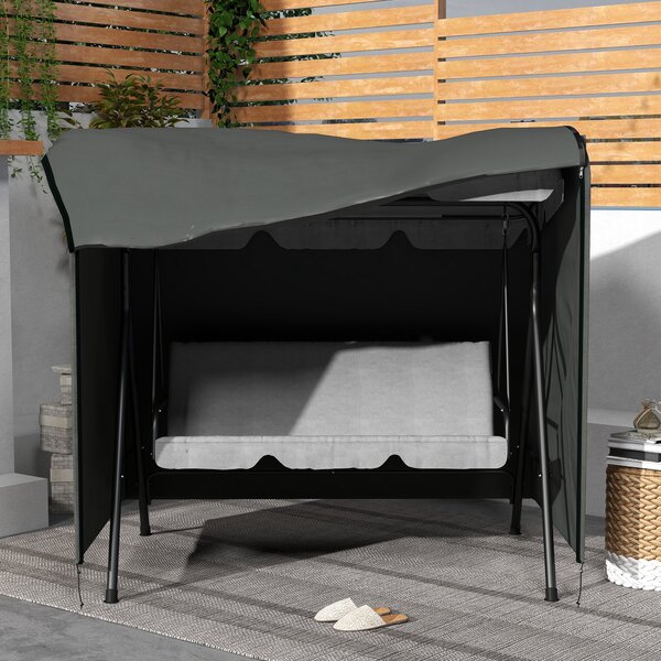 Outsunny Patio Swing Chair Cover 600D Oxford, Waterproof Anti-UV Outdoor Furniture Rain Protector, Dark Grey, 177L x 114W x 152H cm