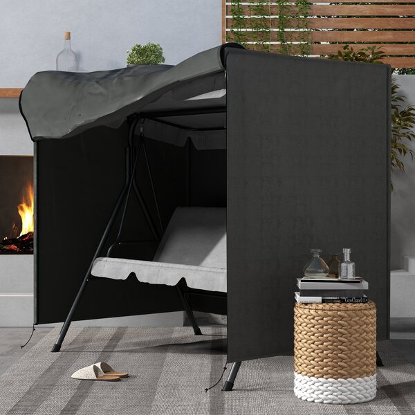 Outsunny Patio Swing Chair Cover 600D Oxford, Waterproof Anti-UV Outdoor Furniture Rain Protector, Dark Grey, 177L x 114W x 152H cm