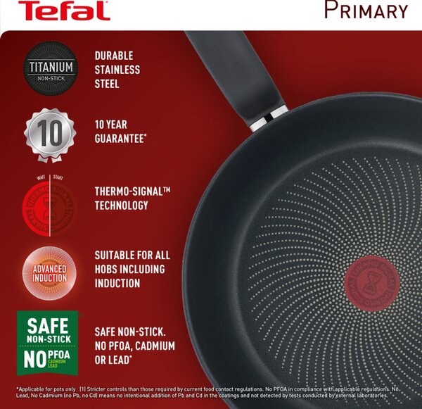 Tefal Primary Non-Stick Stainless Steel Saucepan, 24cm