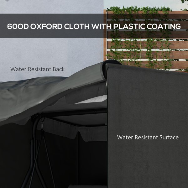 Outsunny Patio Swing Chair Cover 600D Oxford, Waterproof Anti-UV Outdoor Furniture Rain Protector, Dark Grey, 177L x 114W x 152H cm