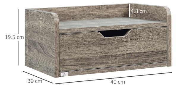 HOMCOM Floating Nightstand Set of 2 Wall Mounted Bedside Table with Storage Drawer for Bedroom, Grey Aosom UK