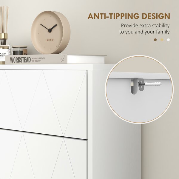 HOMCOM Two Flip Drawer Narrow Shoe Cabinet - White Aosom UK