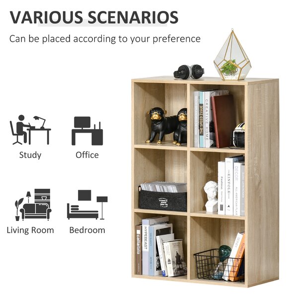HOMCOM Six-Cube Bookcase - Oak Wood Effect Aosom UK