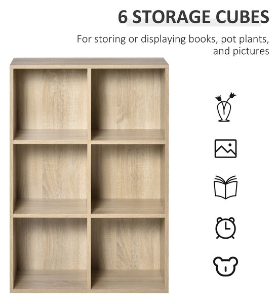 HOMCOM Six-Cube Bookcase - Oak Wood Effect Aosom UK