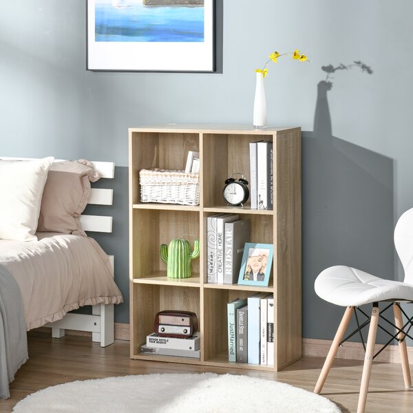 HOMCOM Six-Cube Bookcase - Oak Wood Effect Aosom UK